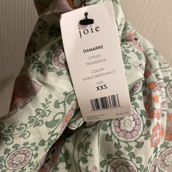 NWT Womens Joie Damarre Long Sleeve COTTON TOP IN GREEN size XXS​​​​​ - Picture 9 of 9